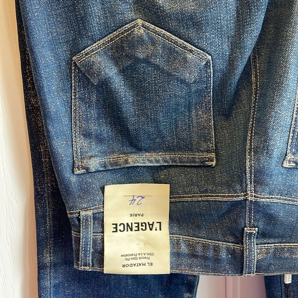 L’AGENCE shiny French slim jeans with gold glitter - Picture 2 of 14